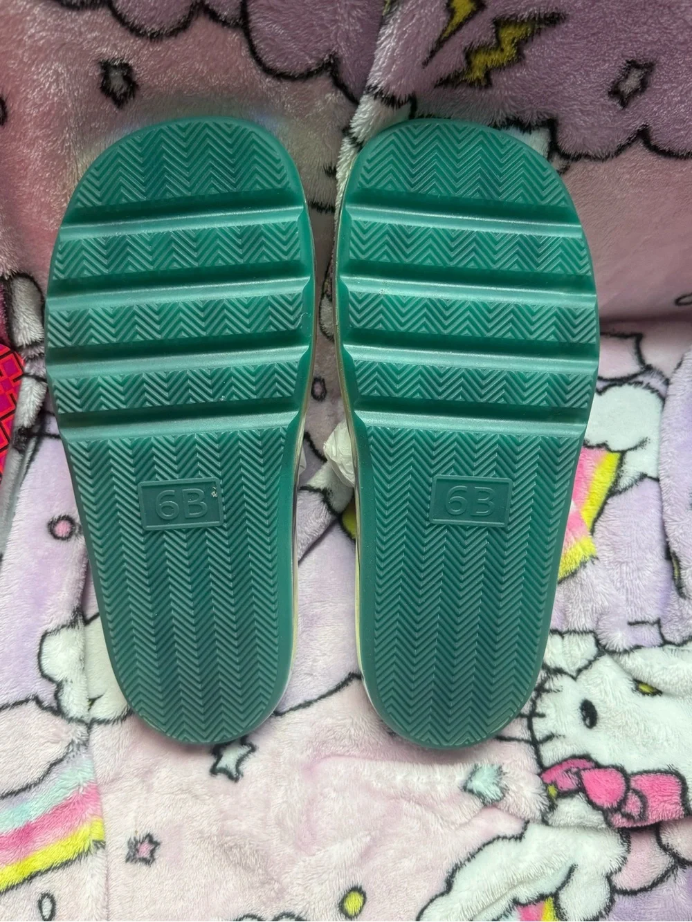 Tory Burch Iridescent Peach Slide Sandals with Teal Footbed